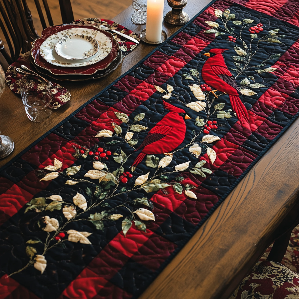 Christmas Cardinal TAI091024379 Quilted Table Runner