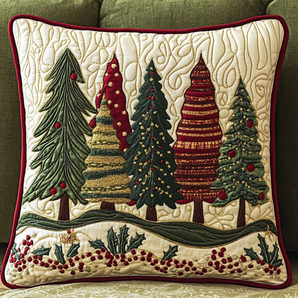 Christmas Tree TAI141124406 Quilted Pillow Case