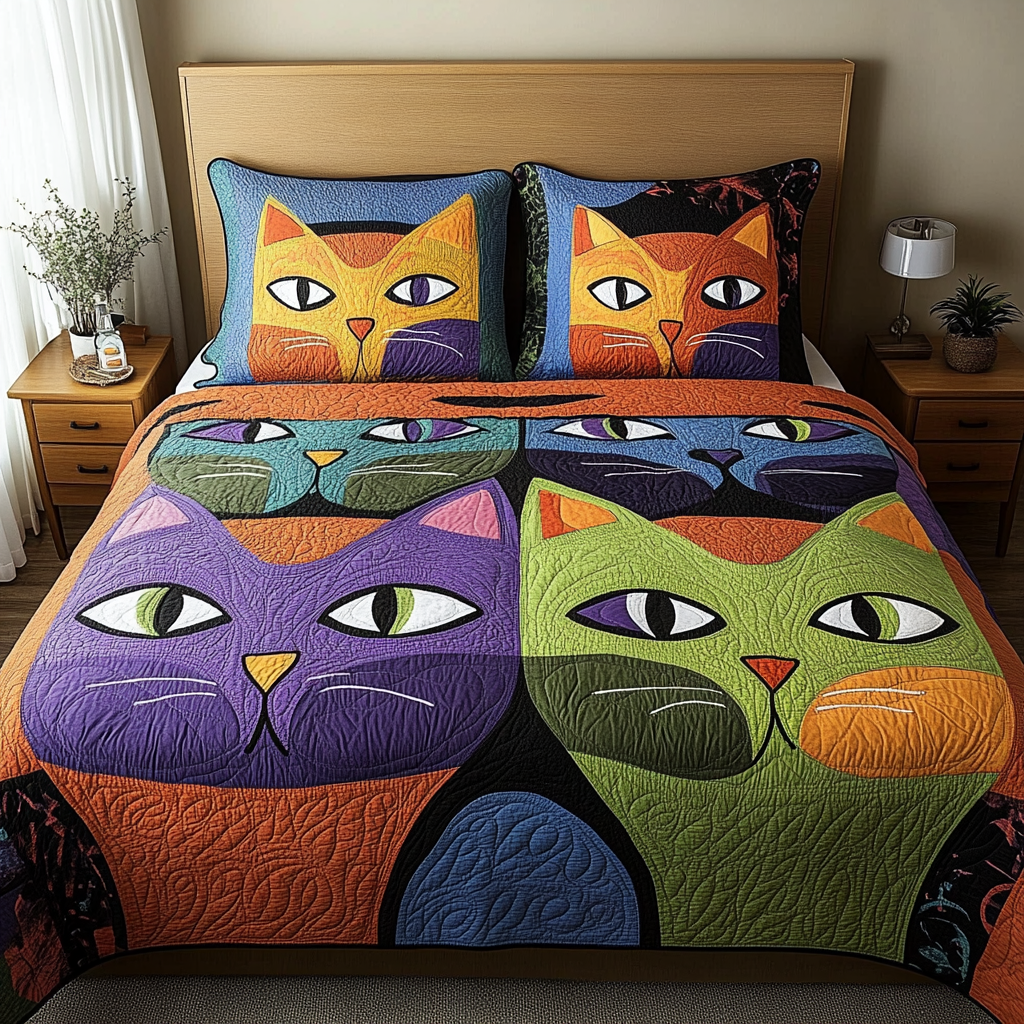 Abstract Cat TAI111124019 Quilt Bedding Set