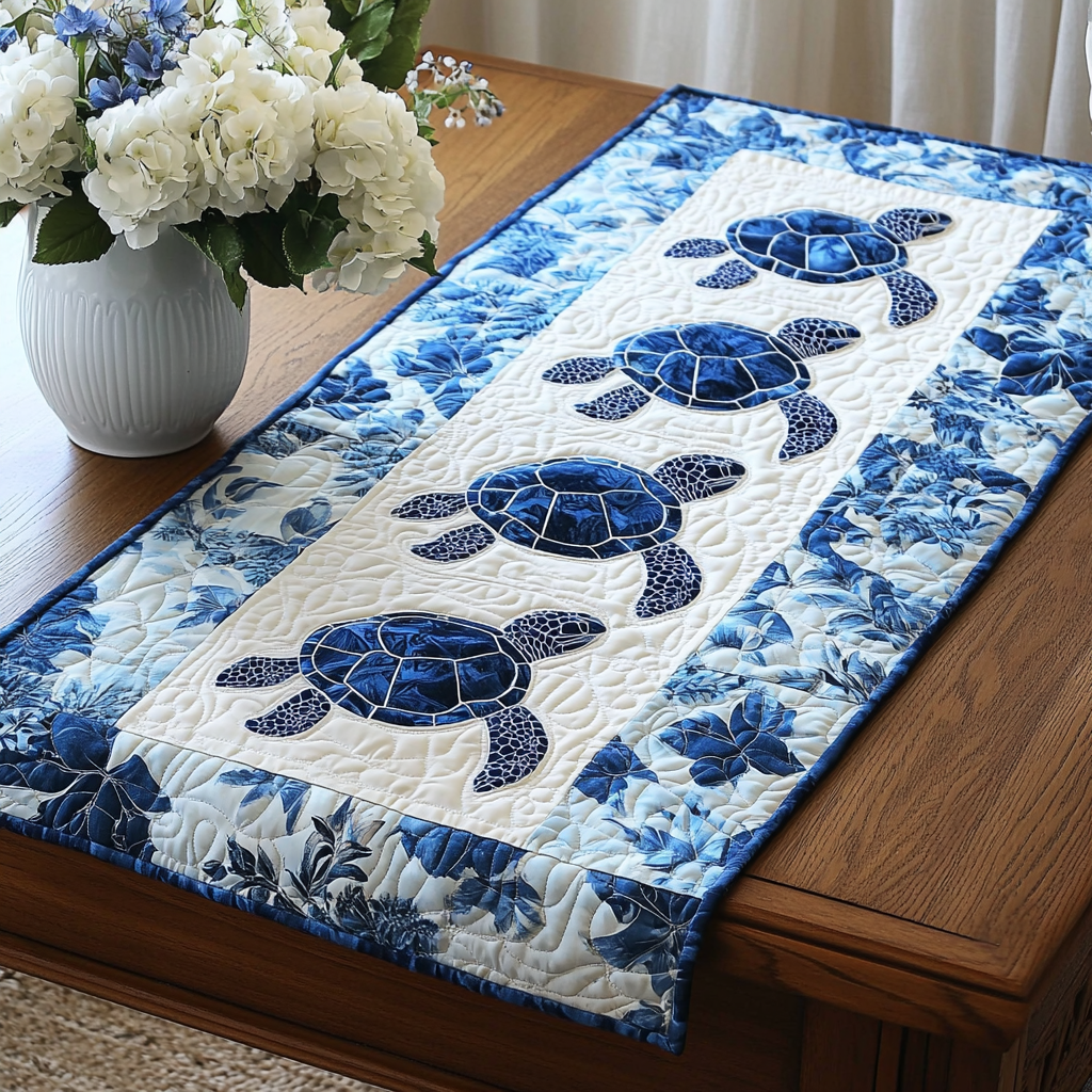 Sea Turtle TAI141124277 Quilted Table Runner