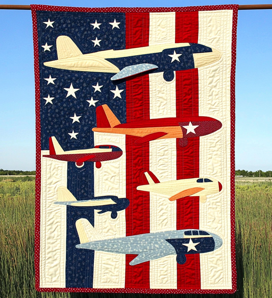 Patriotic Airplane DAI241224513 Quilt Blanket