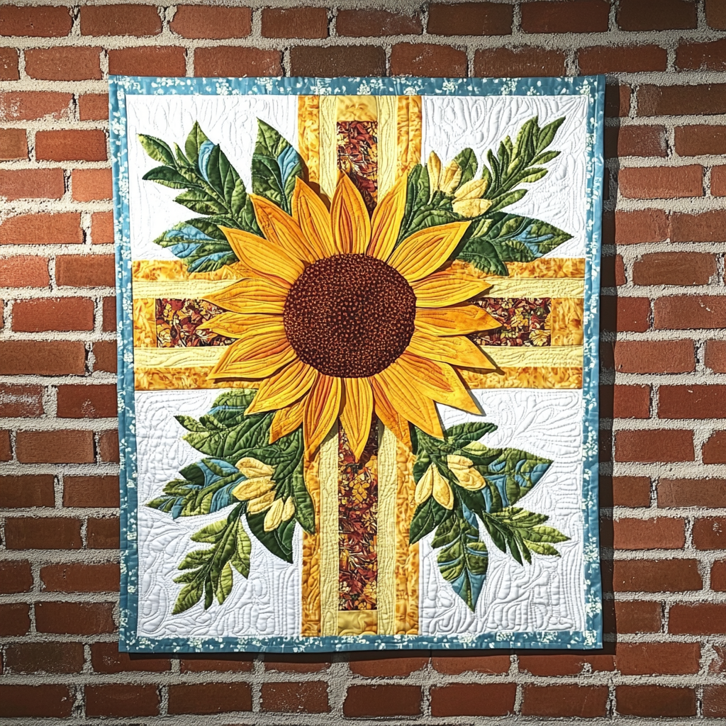 Sunflower Christian Cross DAI101224017 Quilt Blanket