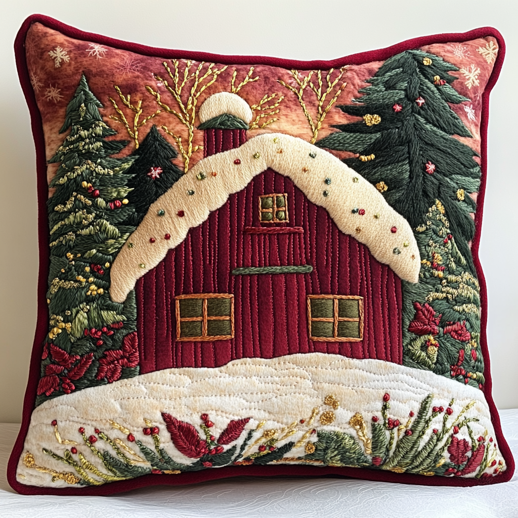 Snowy Barn DAI201124486 Quilted Pillow Case