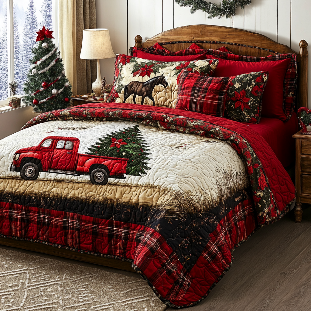 Christmas Truck TAI121024036 Quilt Bedding Set