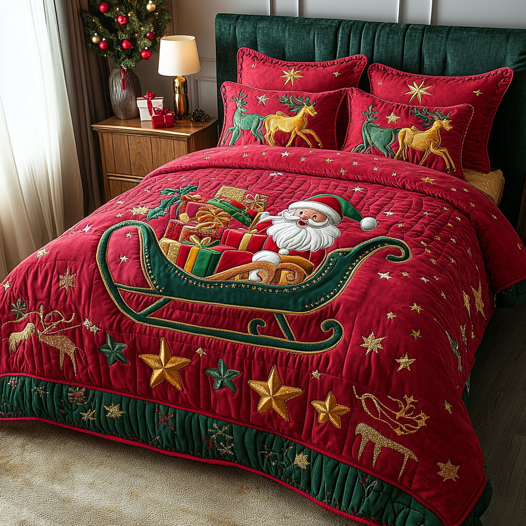 Santa Sleigh DAI201124378 Quilt Bedding Set