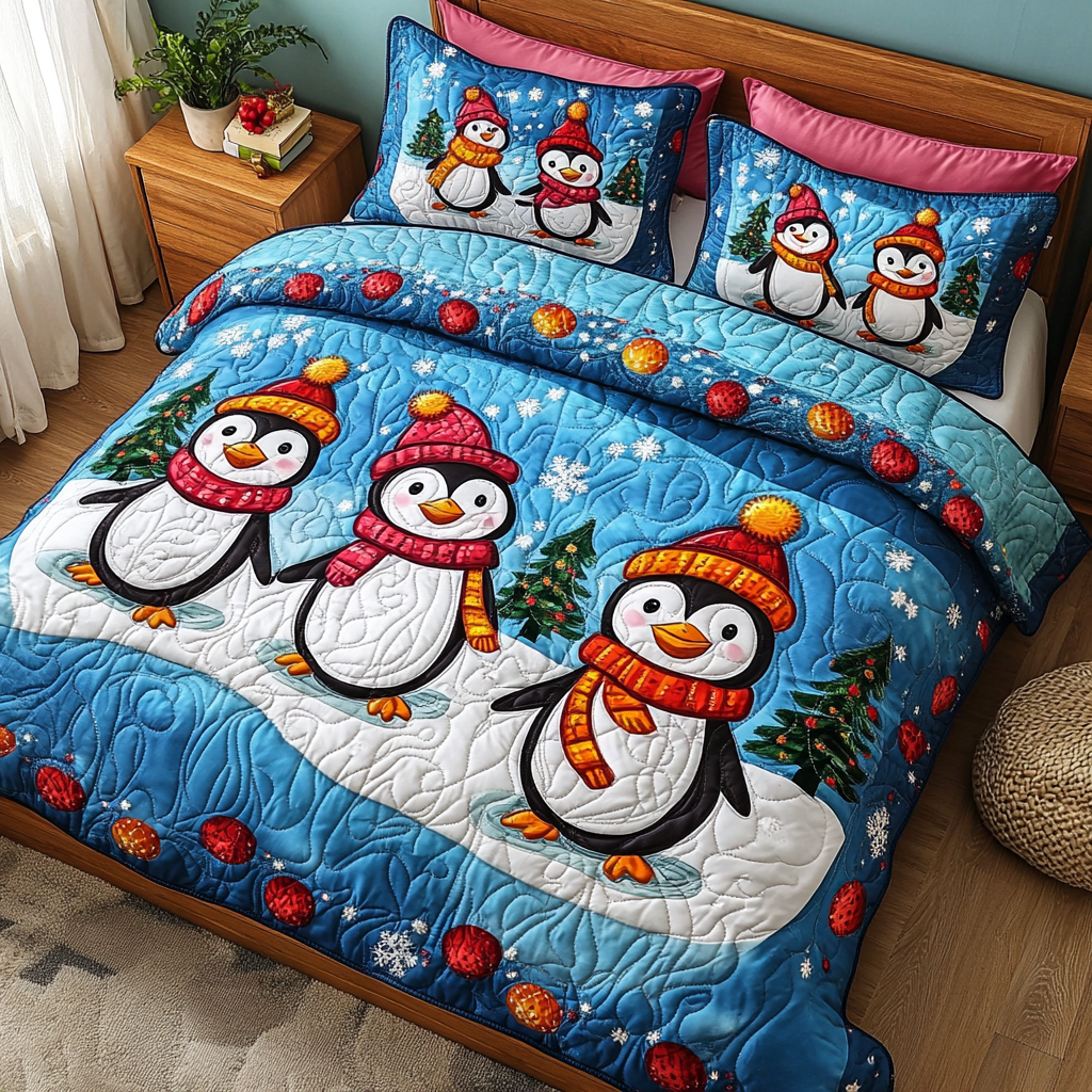 Christmas Penguin TAI201124311 Quilt Bedding Set