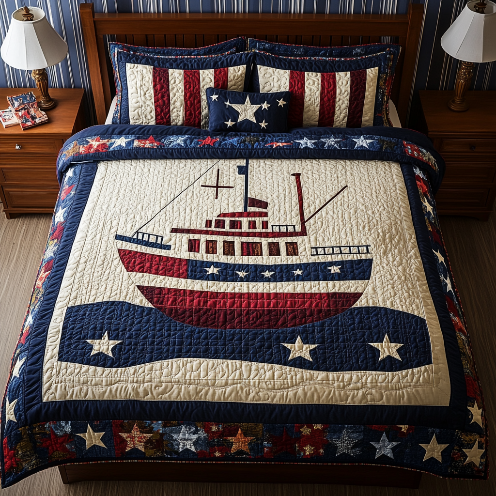 Patriotic Boat DAI280824325 Quilt Bedding Set