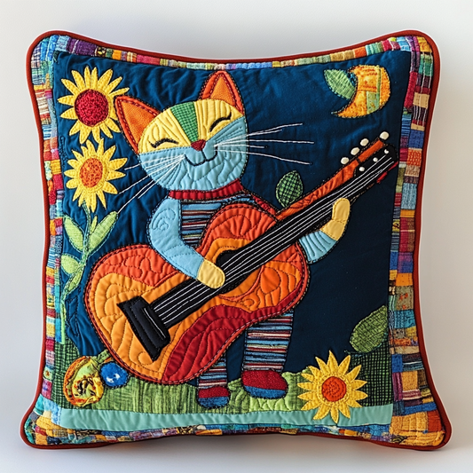 Cat Guitarist DAI241224117 Quilted Pillow Case