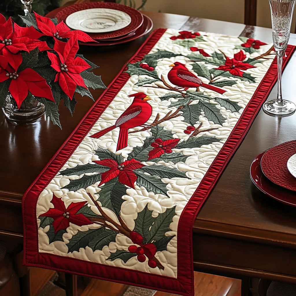 Christmas Cardinal TAI141124284 Quilted Table Runner