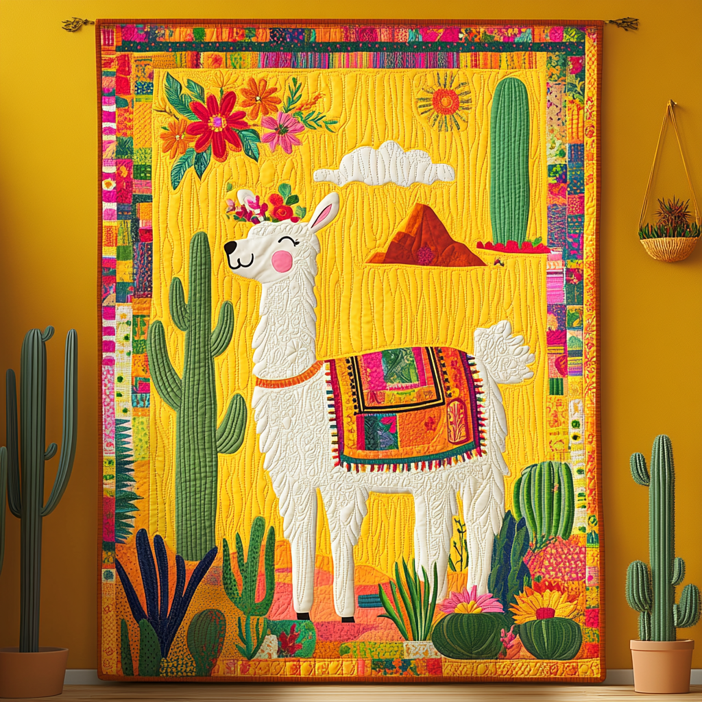 Cactus Llama DAI281124081 Quilt Blanket