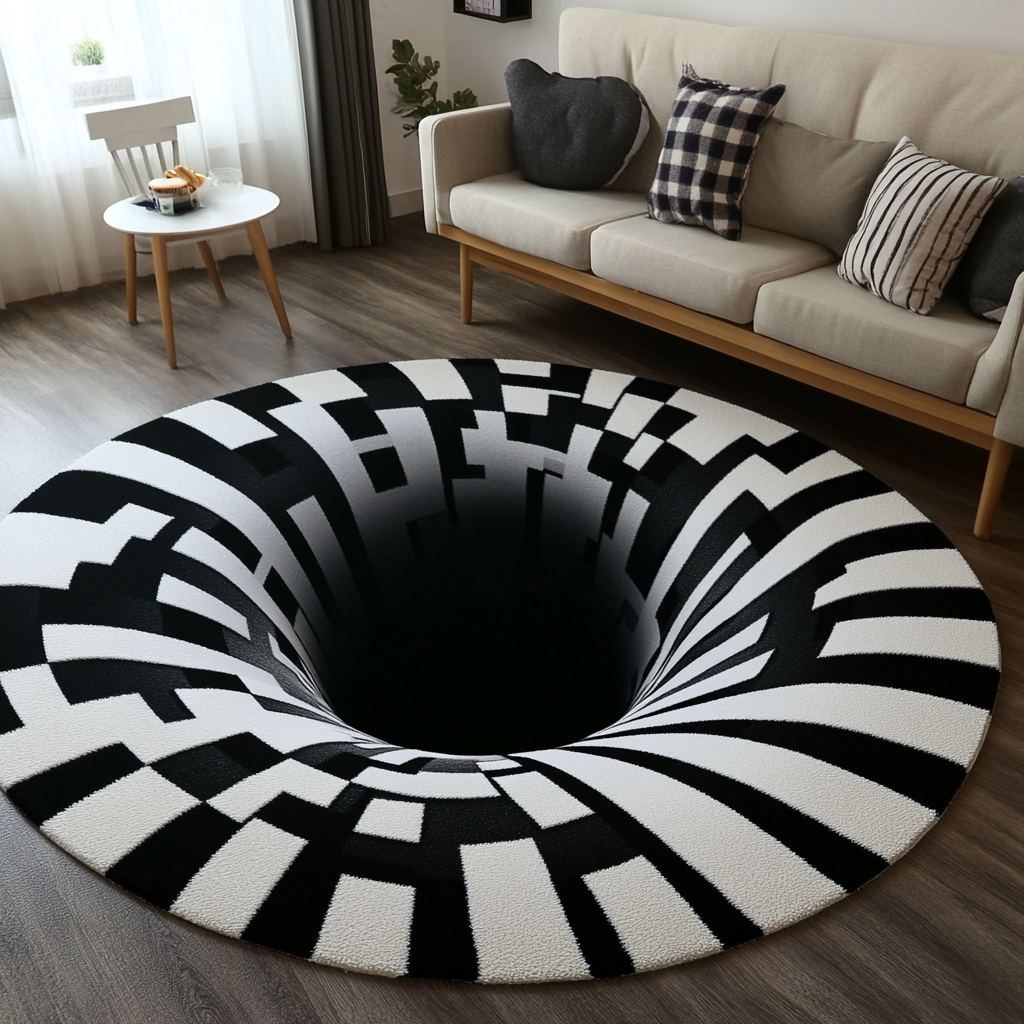 3D Hole TAI251124353 Round Area Rug