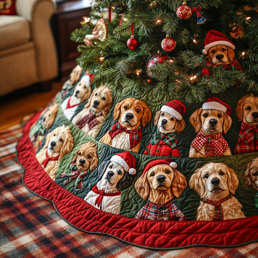 Christmas Golden Retriever TAI091024328 Quilted Tree Skirt