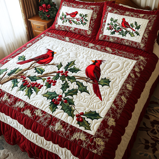 Christmas Cardinal TAI101224431 Quilt Bedding Set