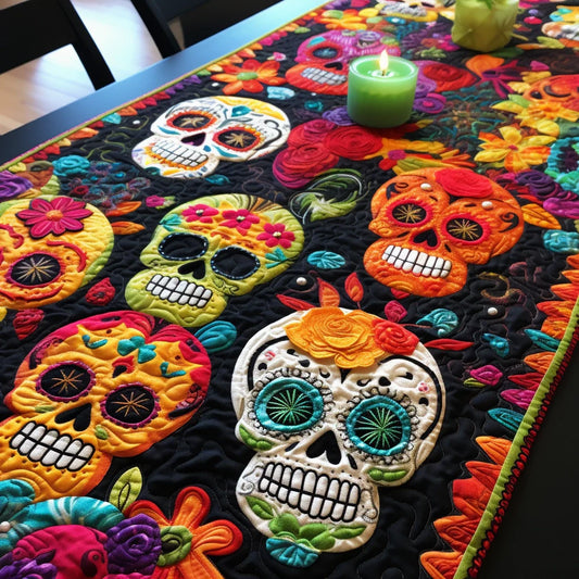 Sugar Skull TAI260224327 Quilted Table Runner