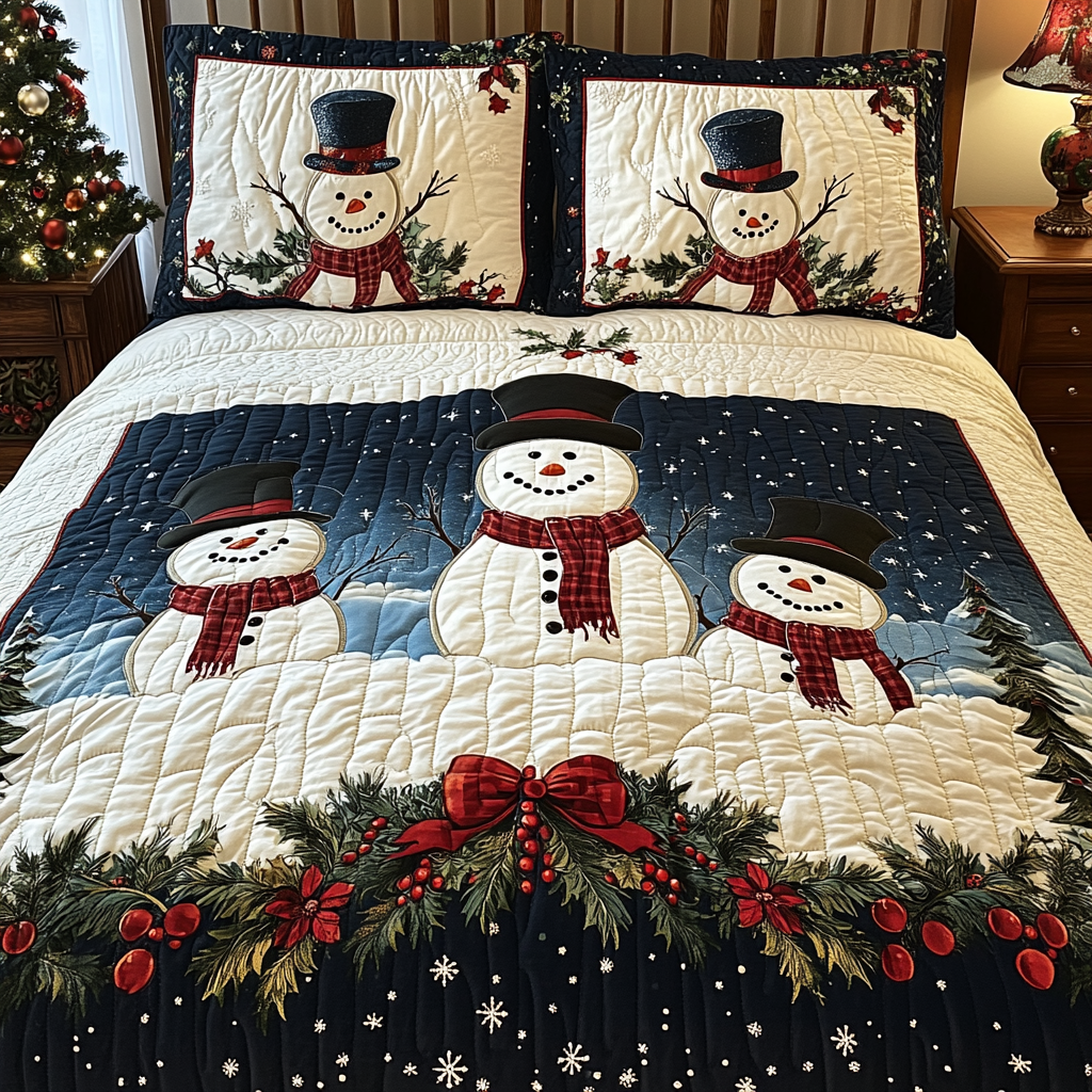 Christmas Snowman TAI141124229 Quilt Bedding Set