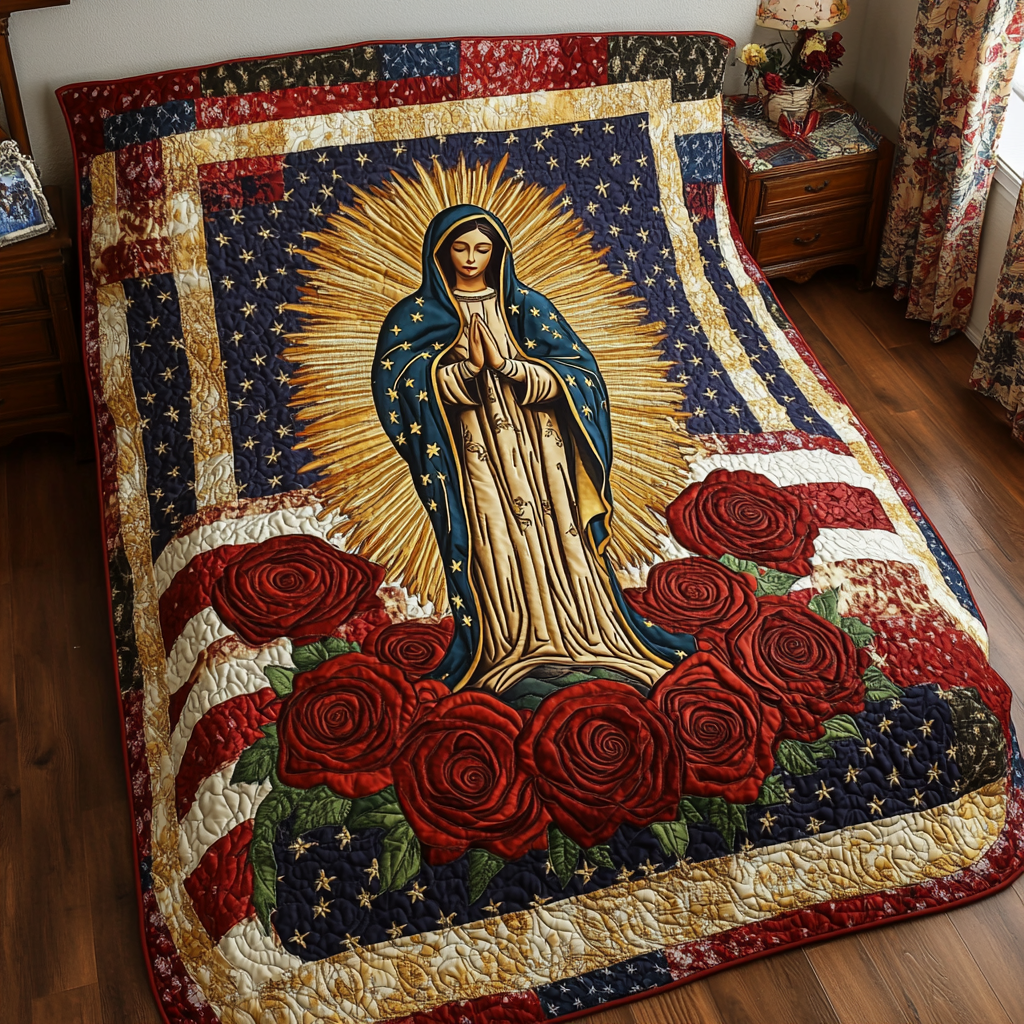 Patriotic Mother Mary DAI231124038 Quilt Blanket