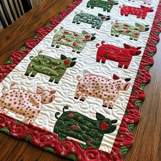 Christmas Pig DAI221024286 Quilted Table Runner