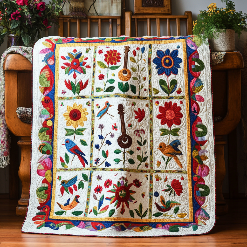 Birds In Flower Garden TAI251124186 Quilt Blanket