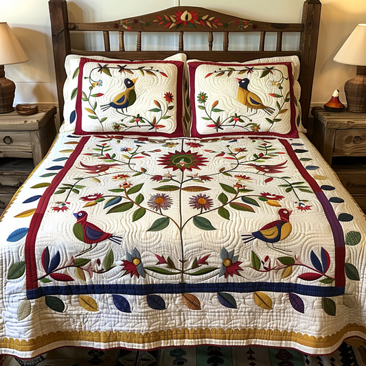 Birds In Flower Garden TAI251124010 Quilt Bedding Set