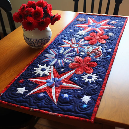 Patriotic Flower TAI280224037 Quilted Table Runner