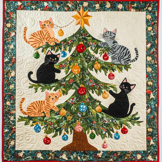 Christmas Tree Cat DAI231124004 Quilt Blanket