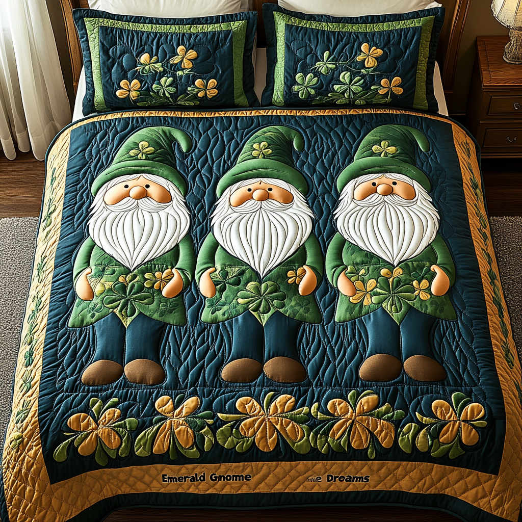 St Patrick Gnome TAI101224499 Quilt Bedding Set