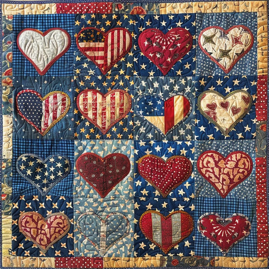 Patriotic Heart TAI020324169 Quilt Blanket