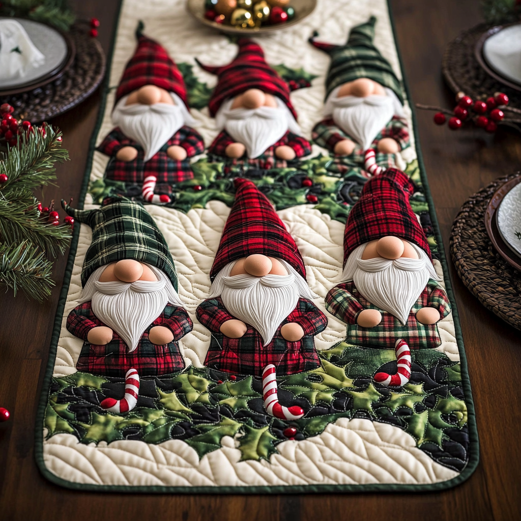 Christmas Gnome TAI101224603 Quilted Table Runner