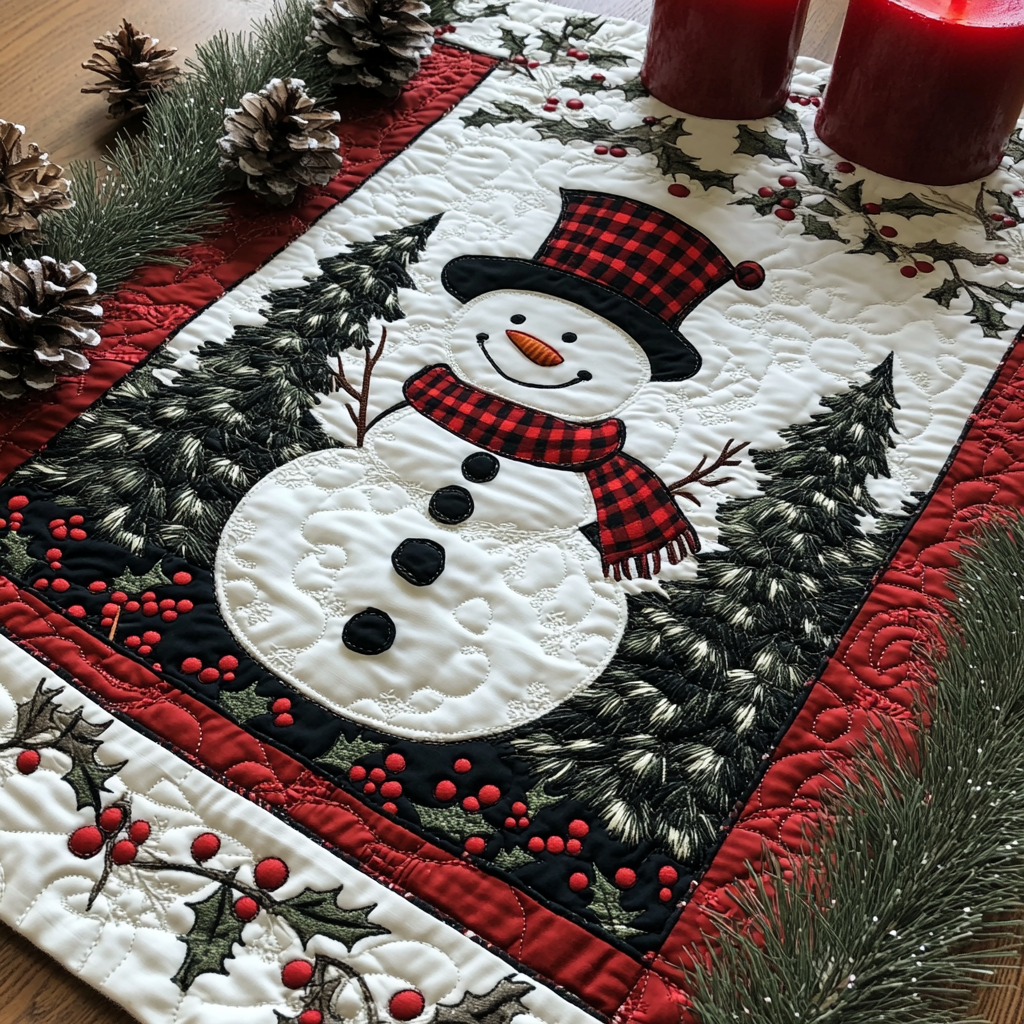 Christmas Snowman TAI111124356 Quilted Table Runner