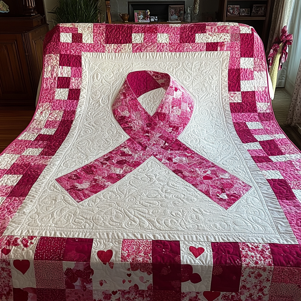 Breast Cancer Ribbon TAI101224169 Quilt Blanket