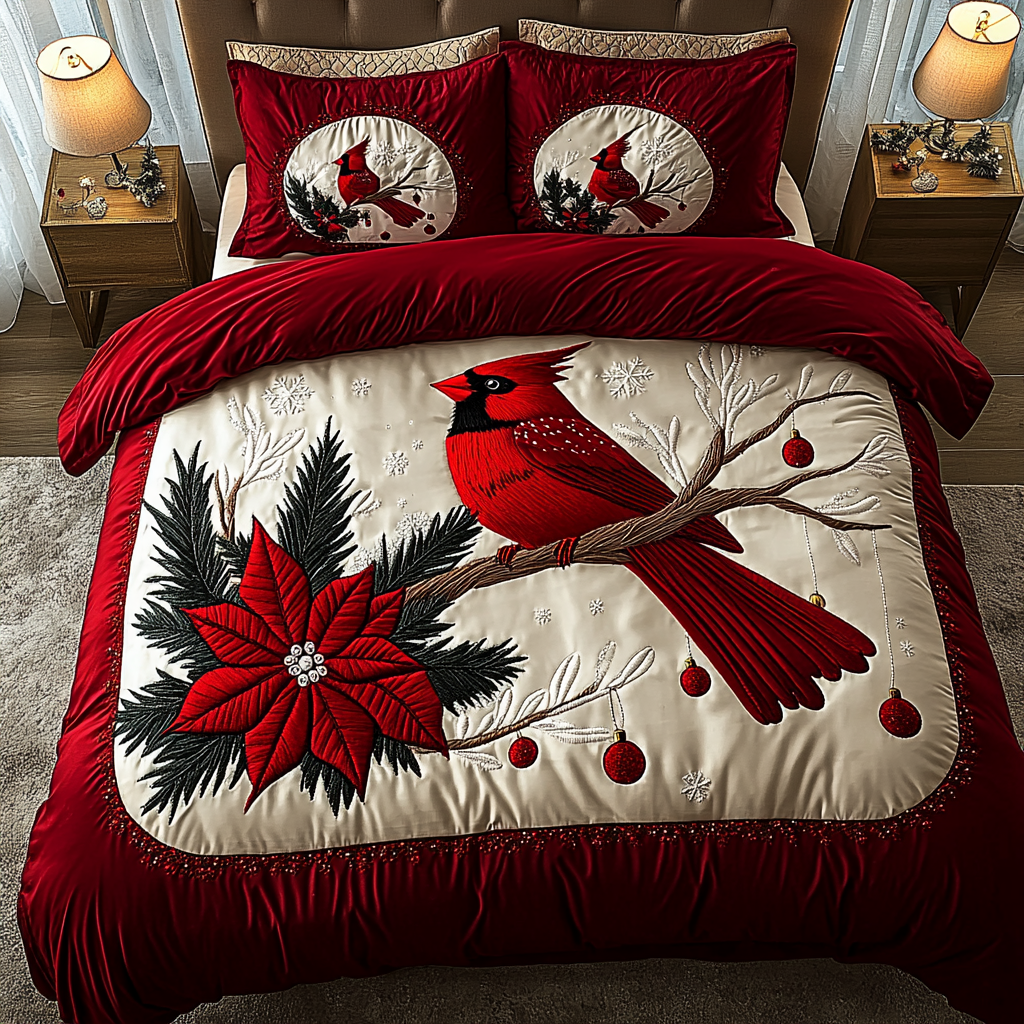 Christmas Cardinal TAI201124244 Quilt Bedding Set