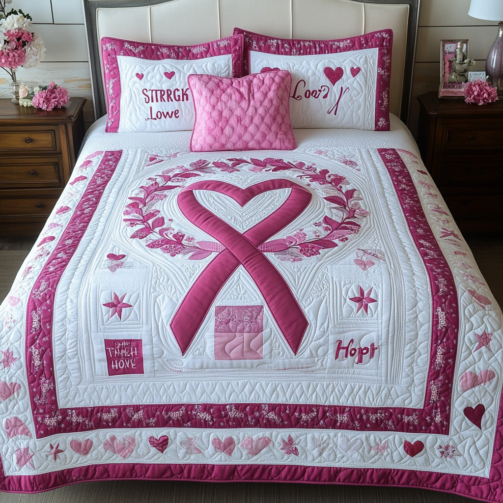 Breast Cancer Ribbon TAI101224295 Quilt Bedding Set