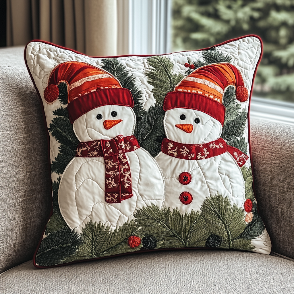 Christmas Snowman TAI141124353 Quilted Pillow Case