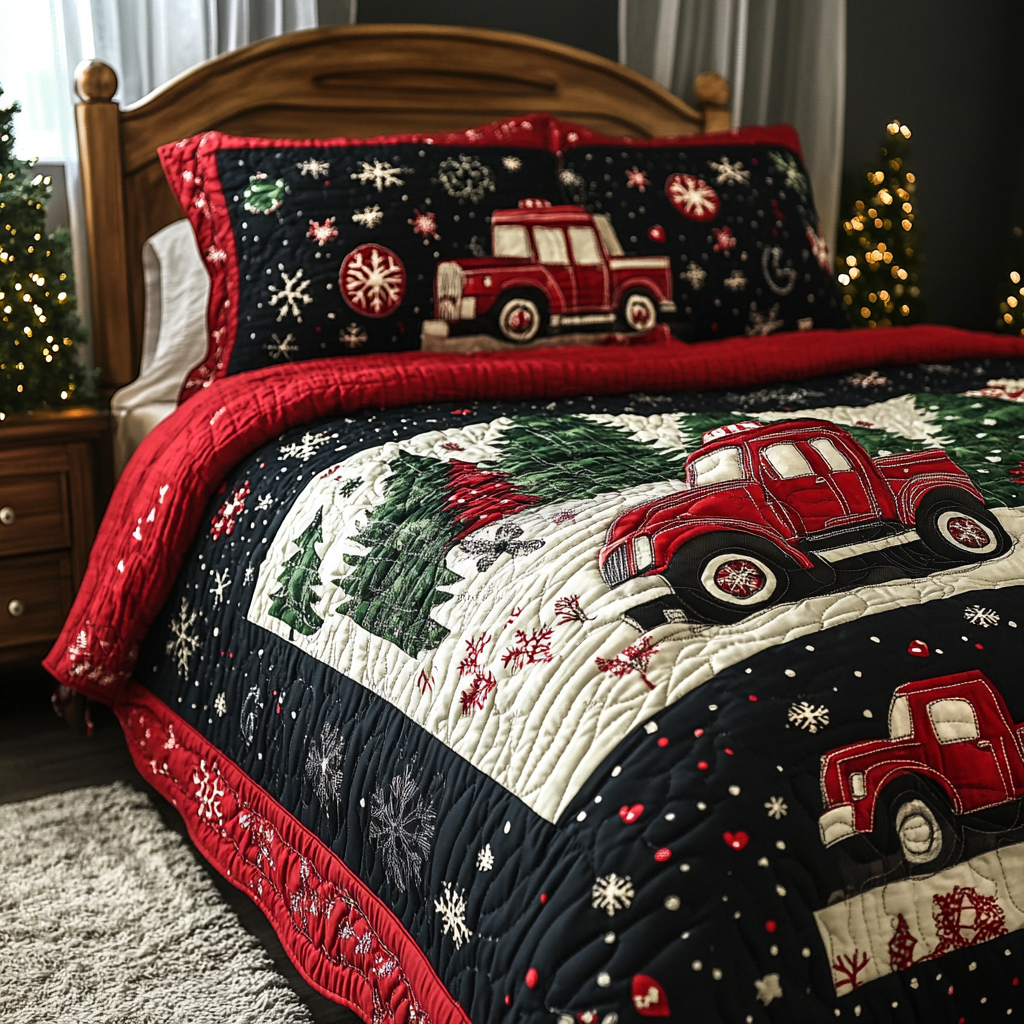 Christmas Truck TAI041024563 Quilt Bedding Set