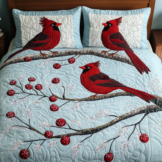 Winter Cardinal TAI201124151 Quilt Bedding Set