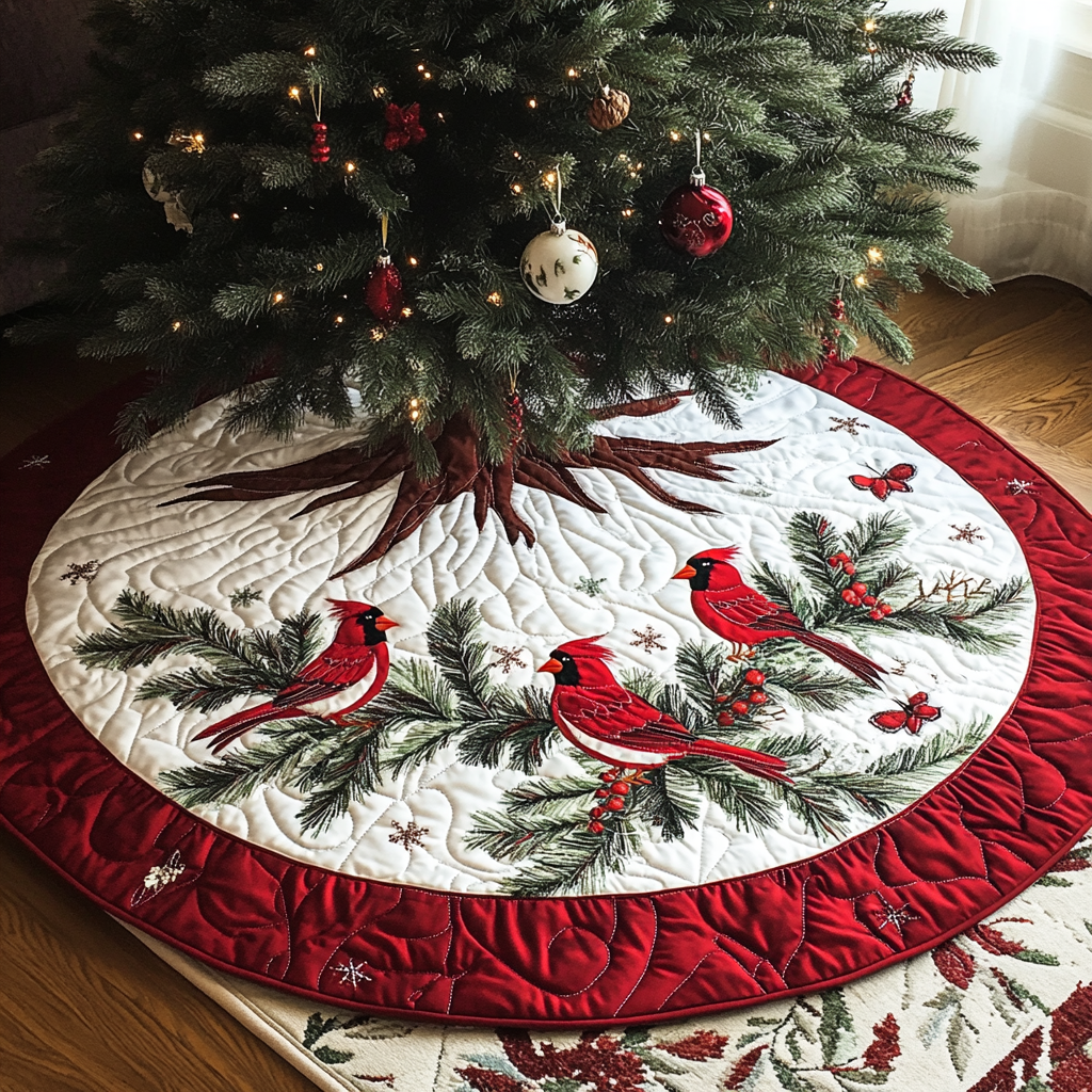 Christmas Cardinal TAI021024097 Quilted Tree Skirt