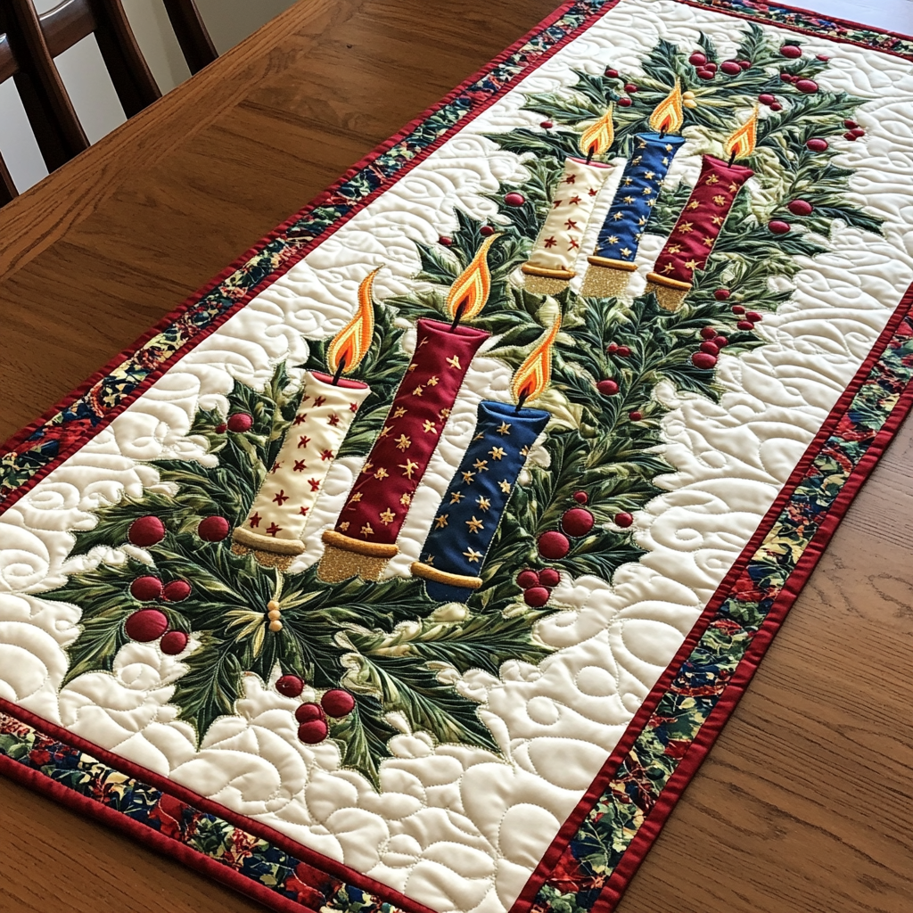 Christmas Candle DAI231124157 Quilted Table Runner