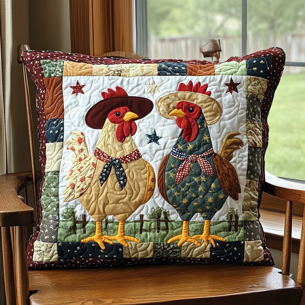 Cowboy Rooster DAI241224103 Quilted Pillow Case