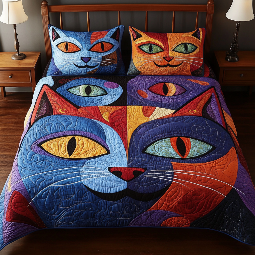 Abstract Cat TAI111124027 Quilt Bedding Set