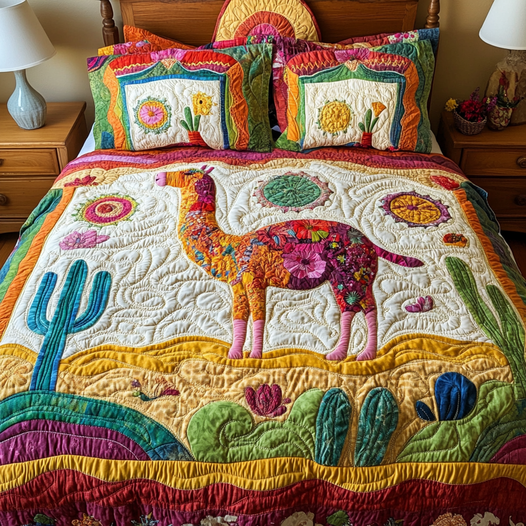 Desert Cactus Llama DAI101224014 Quilt Bedding Set