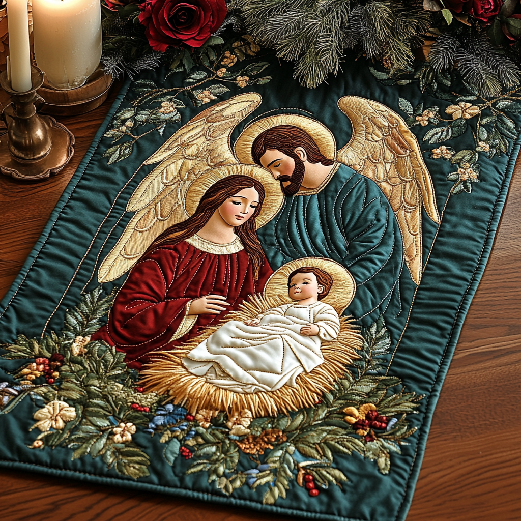 Nativity TAI111124340 Quilted Table Runner