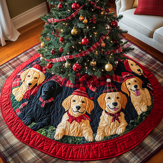 Christmas Golden Retriever TAI091024334 Quilted Tree Skirt