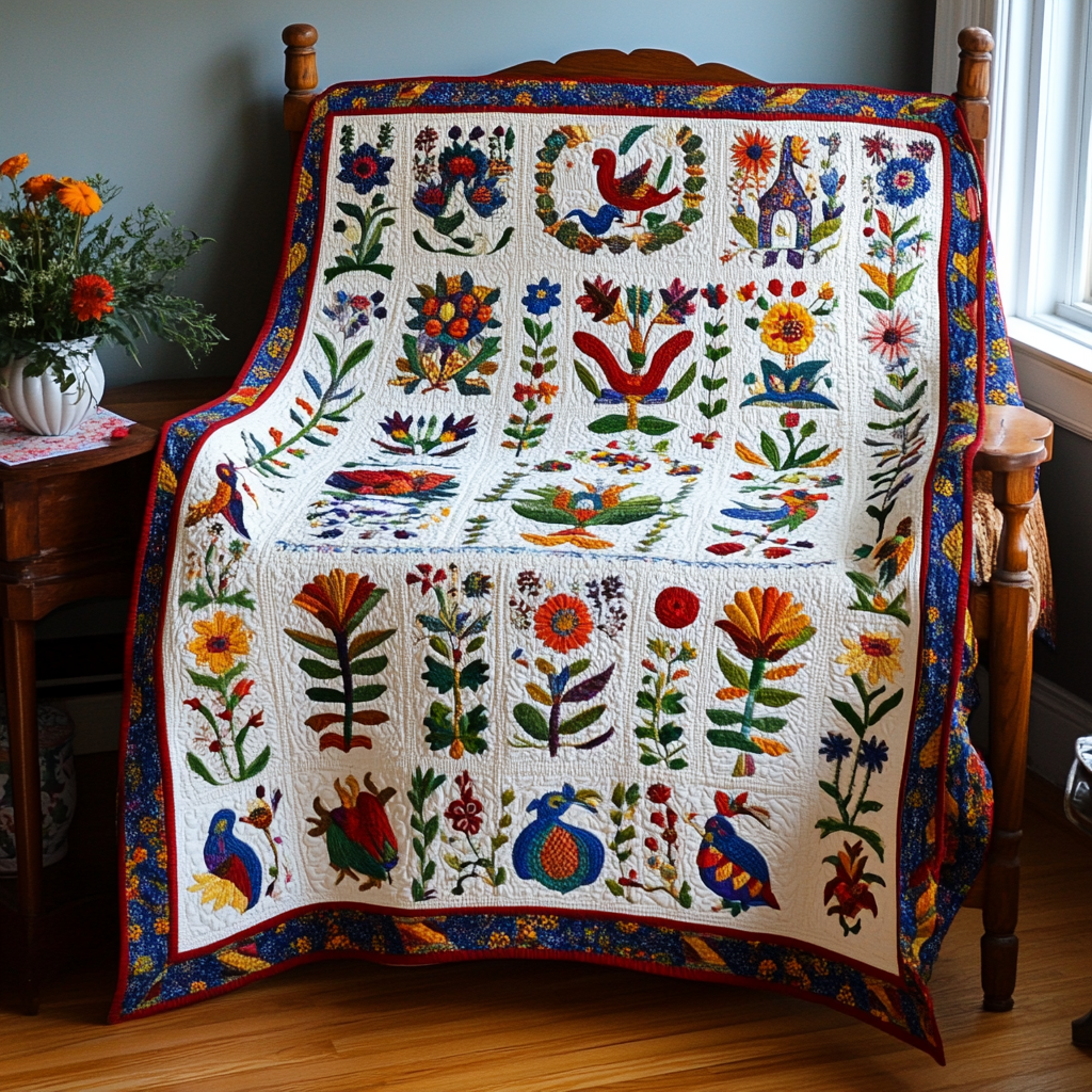 Birds In Flower Garden TAI251124173 Quilt Blanket