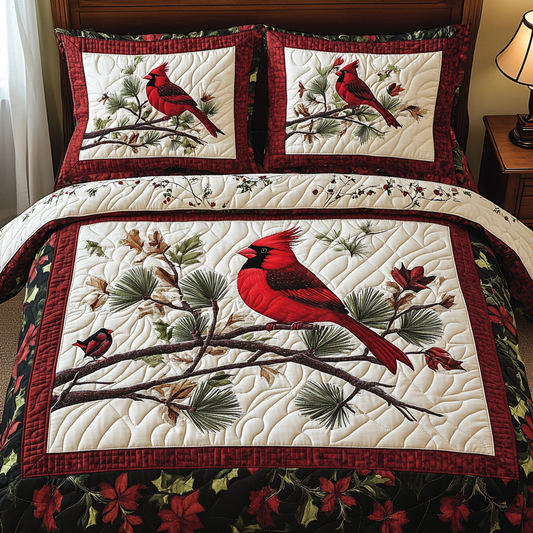 Christmas Cardinal TAI181024174 Quilt Bedding Set