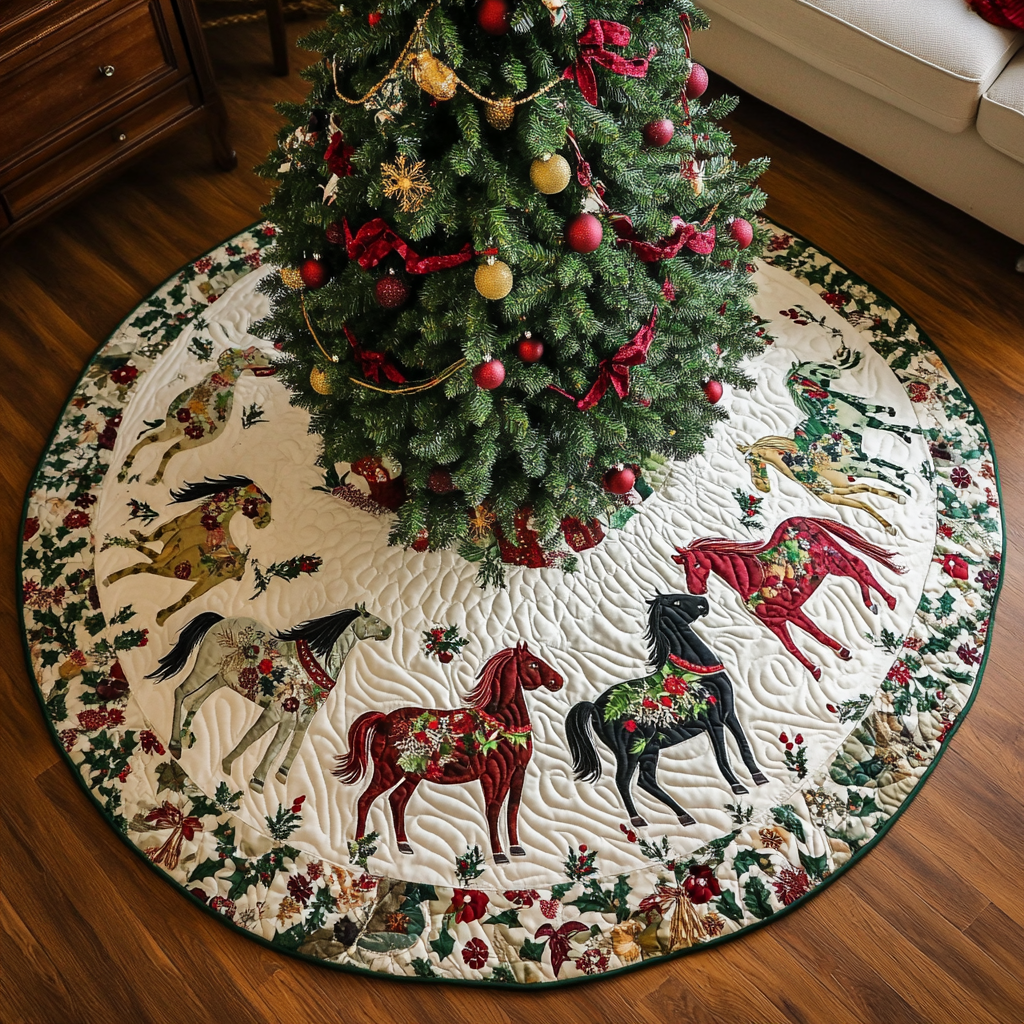 Christmas Horse TAI041024115 Quilted Tree Skirt