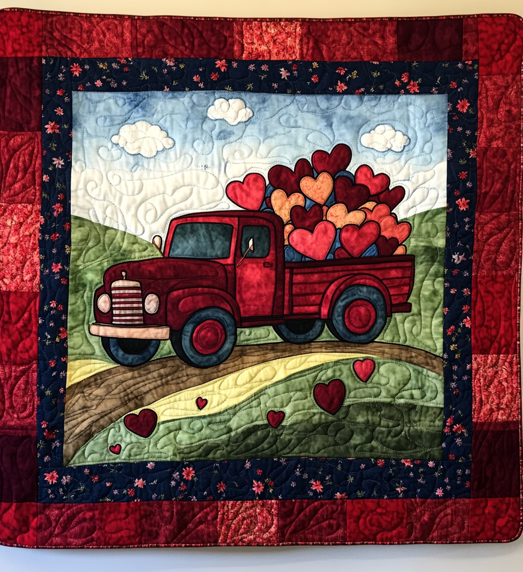 Valentine Truck DAI241224433 Quilt Blanket