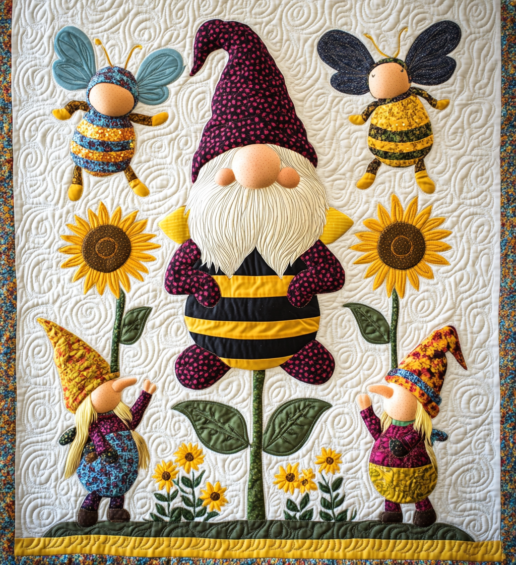 Bee Gnome DAI241224491 Quilt Blanket