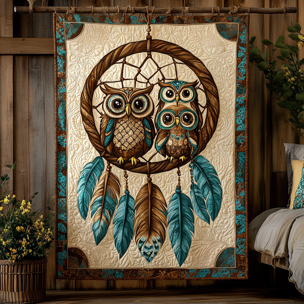 Owl Dreamcatcher DAI241224427 Quilt Blanket