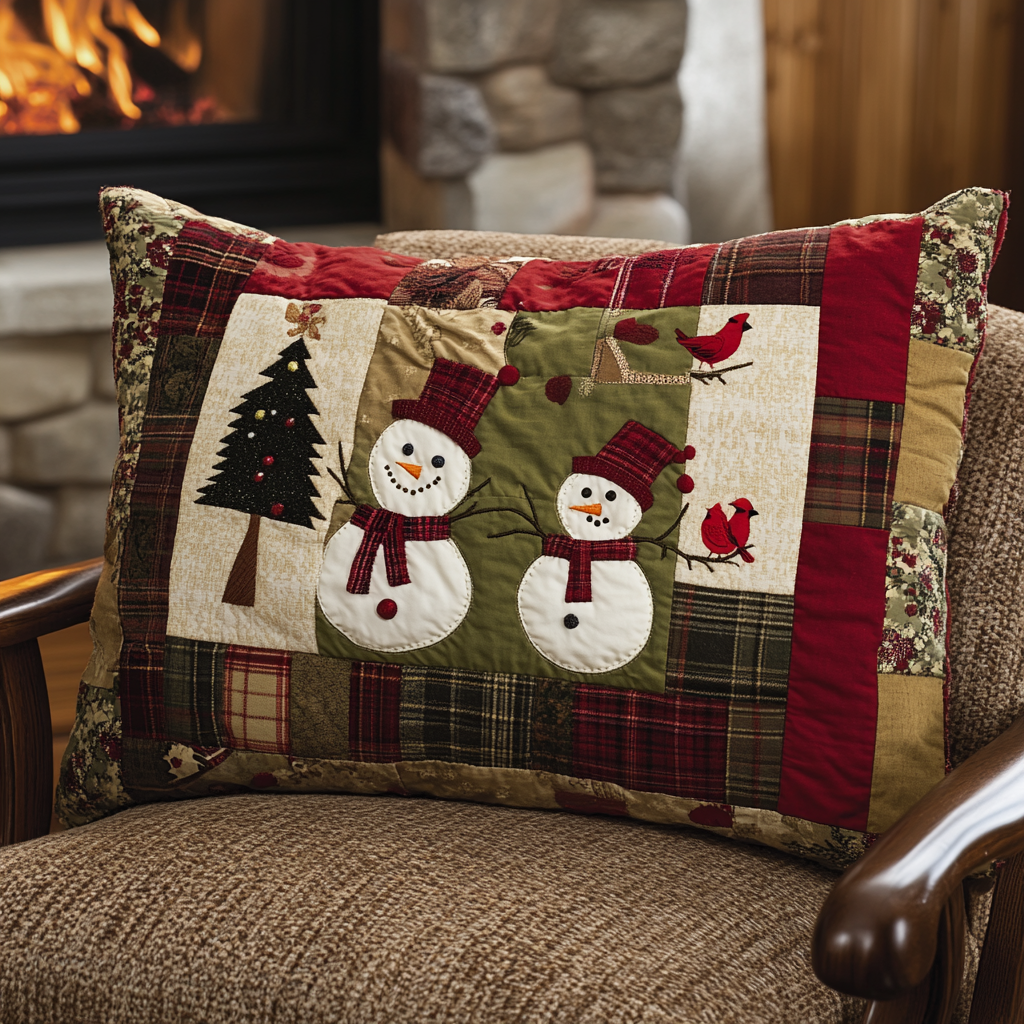 Christmas Snowman TAI181024558 Quilted Pillow Case