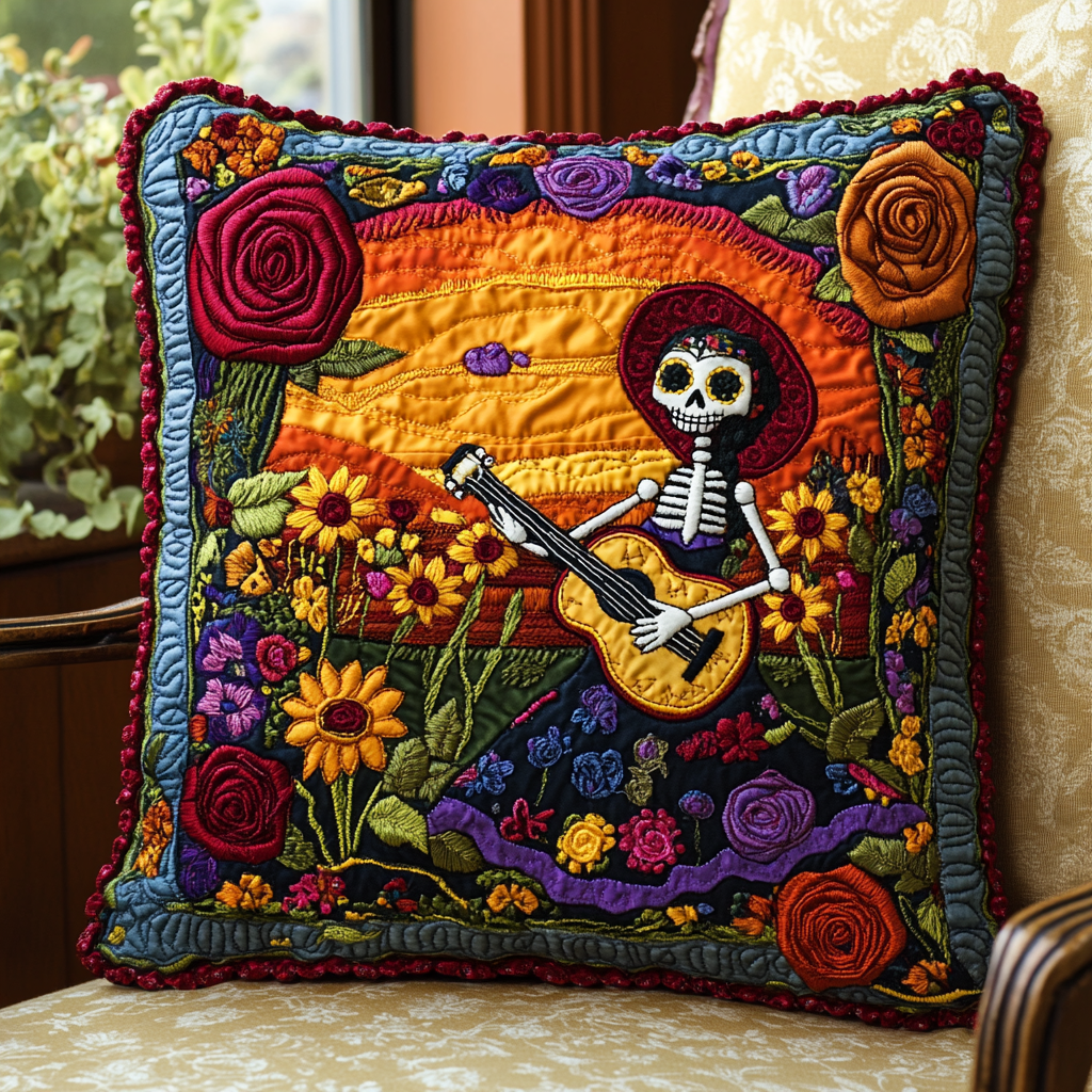 Catrina Guitarist DAI241224086 Quilted Pillow Case